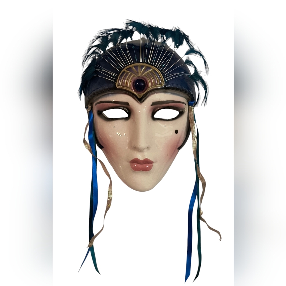 1990 Clay Art SF Ceramic Face Mask Art Deco FLAPPER GIRL - Vintage! Pre-owned